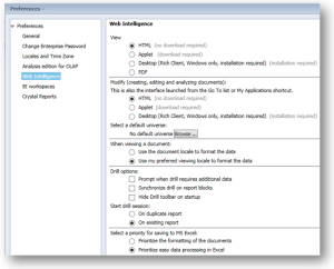 Web Intelligence Preferences