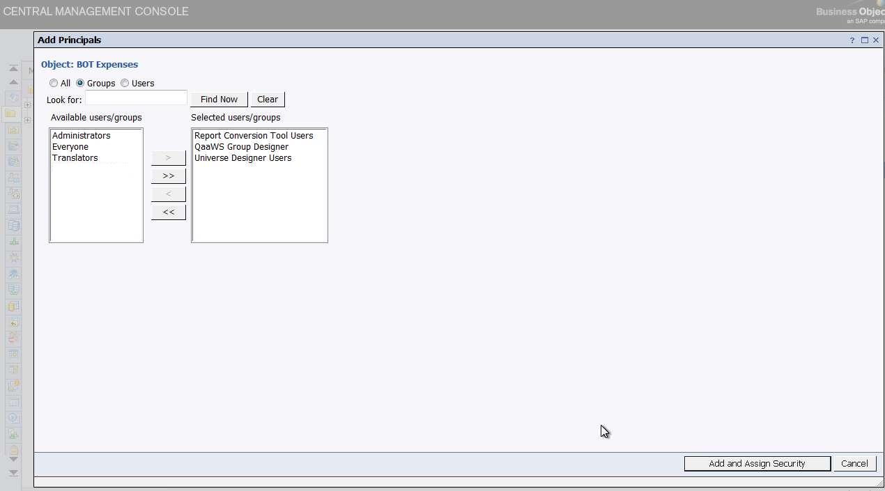business-objects-xi-3.1-explicitly-denying-access-add-principals