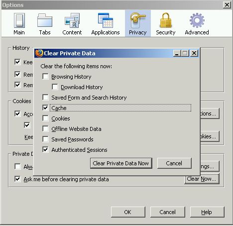 Clear the Cache for Mozilla FireFox